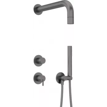 DEANTE Concealed Shower Set with Hand Shower - Matte Black, Single-Lever Mixer, Brass, 150cm Hose