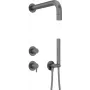 DEANTE Concealed Shower Set with Hand Shower - Matte Black, Single-Lever Mixer, Brass, 150cm Hose