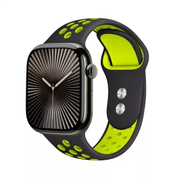 Crong Duo Sport Band for Apple Watch 38/40/41/42 mm (Black/Lime Green)