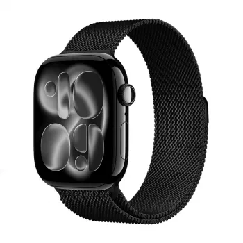 Crong Milano Steel Stainless Steel Milanese Loop Watch Band for Apple Watch 38/40/41/42 mm (Black)