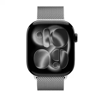Crong Milano Steel Stainless Steel Milanese Loop Strap for Apple Watch 38/40/41/42 mm (Silver)
