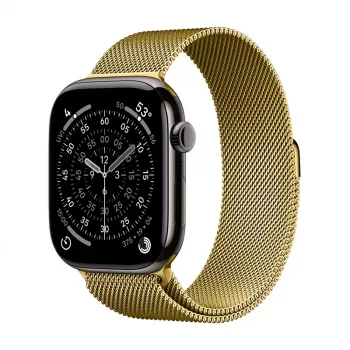 Crong Milano Steel - Stainless Steel Strap for Apple Watch 42/44/45/49 mm (Gold)