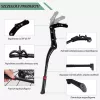 ROCKBROS Bicycle Kickstand JC1005BK - Black, Adjustable 345-400mm, Aluminum Alloy, Anti-Slip Rubber Foot, for 24-29 Inch Wheels