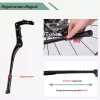 ROCKBROS Bicycle Kickstand JC1005BK - Black, Adjustable 345-400mm, Aluminum Alloy, Anti-Slip Rubber Foot, for 24-29 Inch Wheels