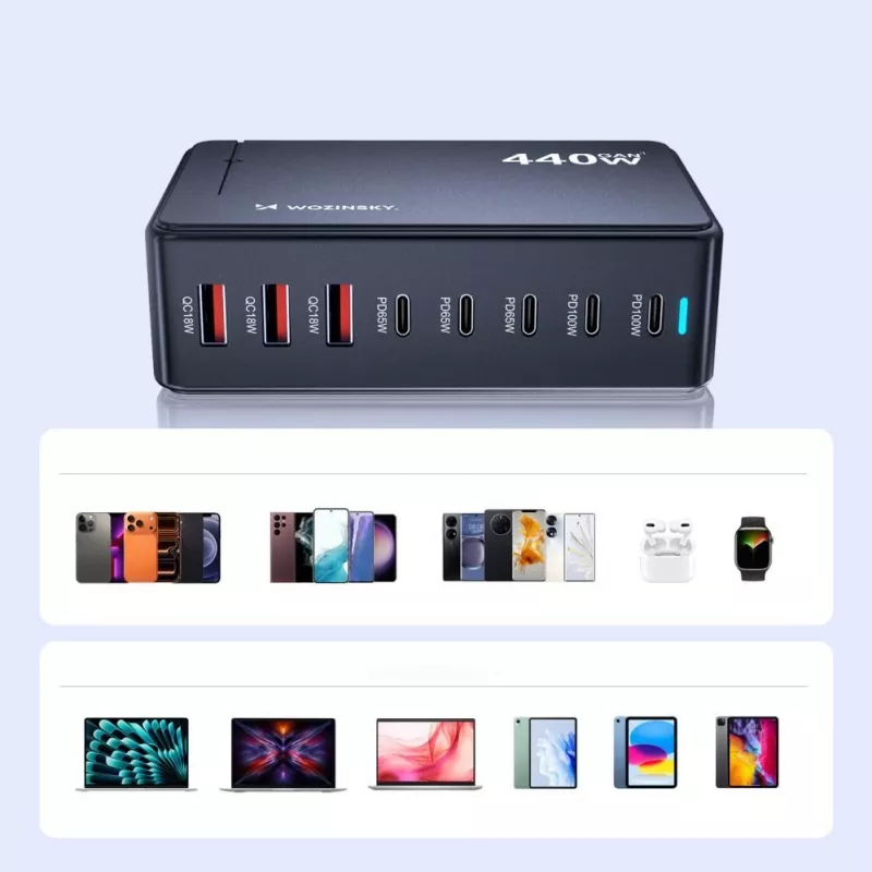 Wozinsky 240W GaN QC3 Charging Station - Black