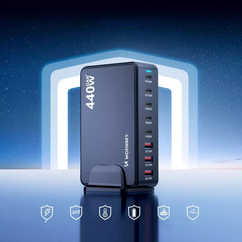 Wozinsky 240W GaN QC3 Charging Station - Black