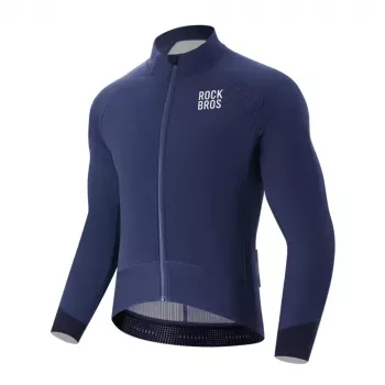 ROCKBROS YDWT014 Double-Layer Winter Cycling Jacket, Thermal Fleece, Windproof, Water-Repellent, Blue, Size M