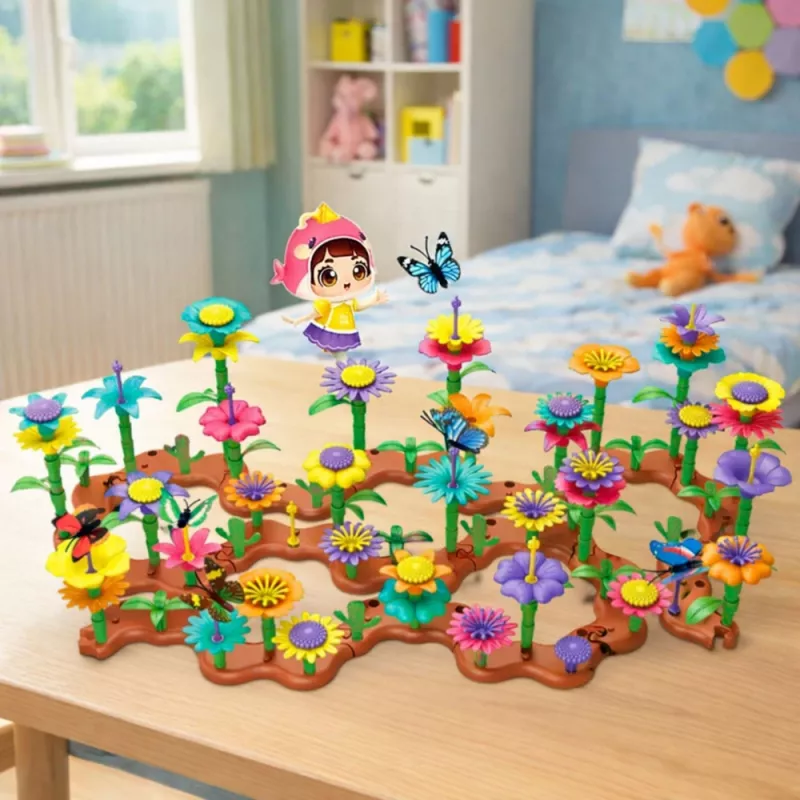 LEAN TOYS Set of Construction Blocks Creative Garden Flowers Plants 3D 272 pcs.