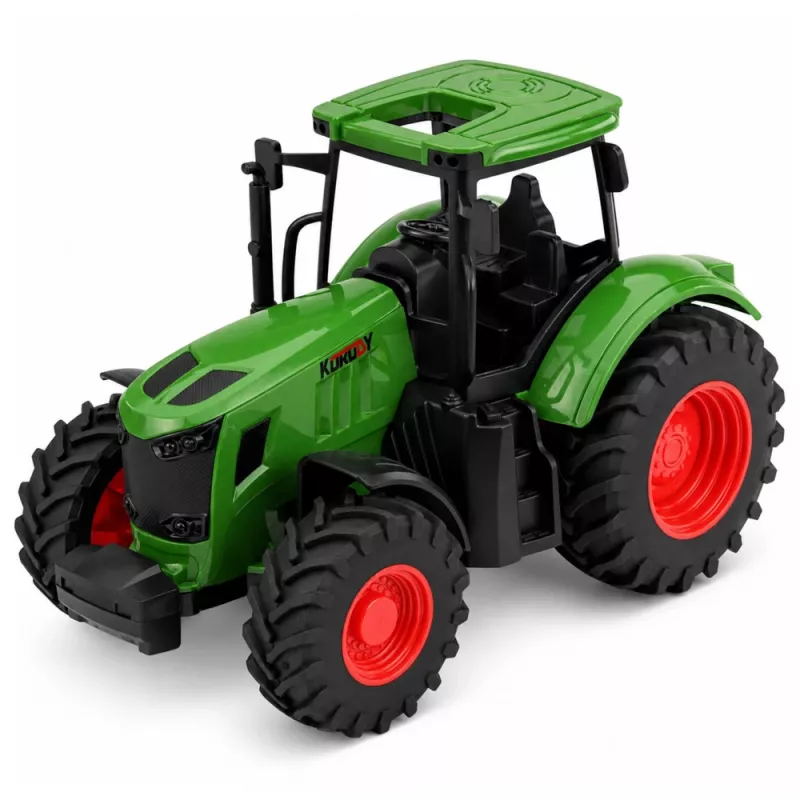 LEAN TOYS Agricultural Farm Tractor with Tipper Trailer Rubber Wheels Green 1:24