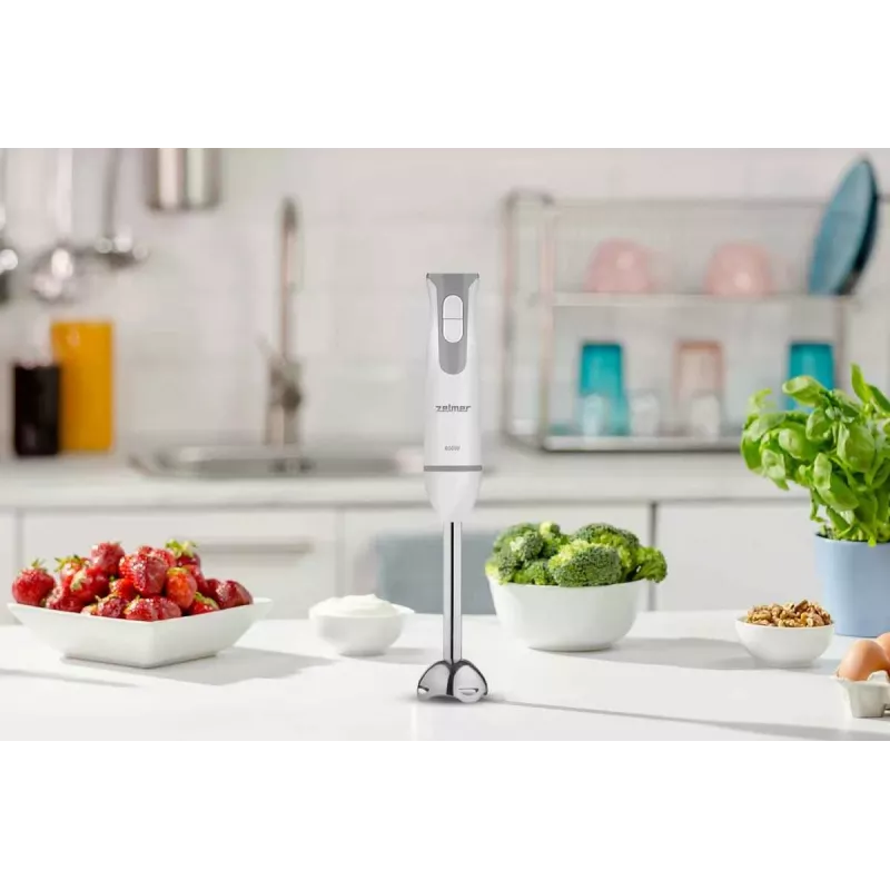 ZELMER ZHB4555S 1000W Immersion Blender, Silver/Black, Stainless Steel Blade, Variable Speed with Turbo, Chopper 500ml, Whisk, Beaker 700ml