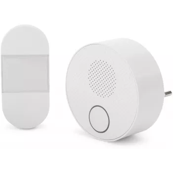 ENTAC Wireless Doorbell System AC Plug-in Kinetic Switch IP44 Transmitter White
