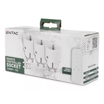 ENTAC Remote Controlled Power Socket Set 3-Pack White