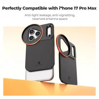 KF Protective Photography Case with 58mm Lens Mount for Apple iPhone 17 Pro Max - Black