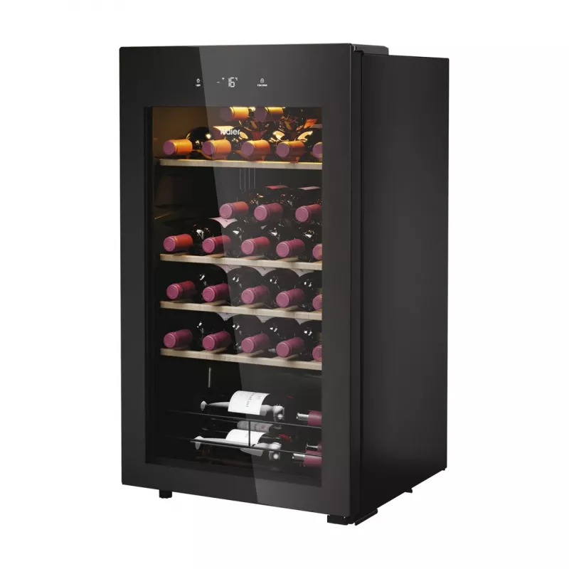 Haier HWS34GGH1 Wine Bank 50 Serie 3 Compressor Wine Cooler Freestanding Black 34 Bottles