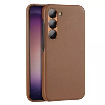 Dux Ducis Grit Case for Samsung Galaxy S23+ - Elegant Faux Leather Cover Brown