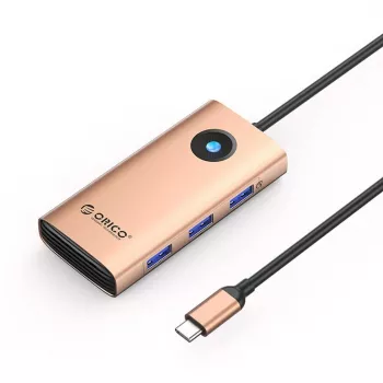 ORICO PW11 USB-C 6-in-1 Hub Docking Station with 3x USB-A 3.0, 1x USB-C 3.0, 1x USB-C PD 100W, 1x HDMI 4K 30Hz - Rose Gold
