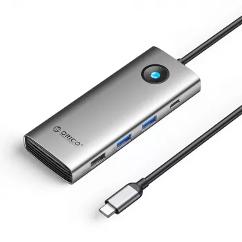 ORICO PW11 USB-C 8-in-1 Docking Station, 2x USB-A 3.0, 1x USB-A 2.0, 1x USB-C 3.0, 1x USB-C PD 100W, 1x HDMI 4K 60Hz, 1x VGA 1080P 60Hz, 1x RJ45 Gigabit Ethernet, Grey