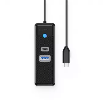ORICO PWCUR-C3 3-Port USB-C Hub with USB-A 3.0, USB-C 3.0, and Gigabit Ethernet - Black