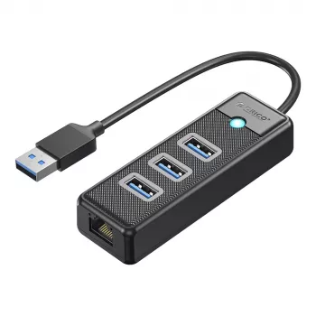 ORICO PW3UR25-U3 4-Port USB 3.0 Hub with 2.5G Ethernet, 0.5m, Black