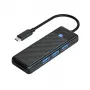ORICO PAPW3AT-U3 4-Port USB 3.0 Hub with SD/MicroSD Card Reader, 1.8m Cable, Black