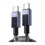 UGREEN L513 USB-C to USB-C Cable 240W PD3.1 480Mbps Nylon Braided Aluminum Housing Integrated Cable Tie 1m Grey (45067)