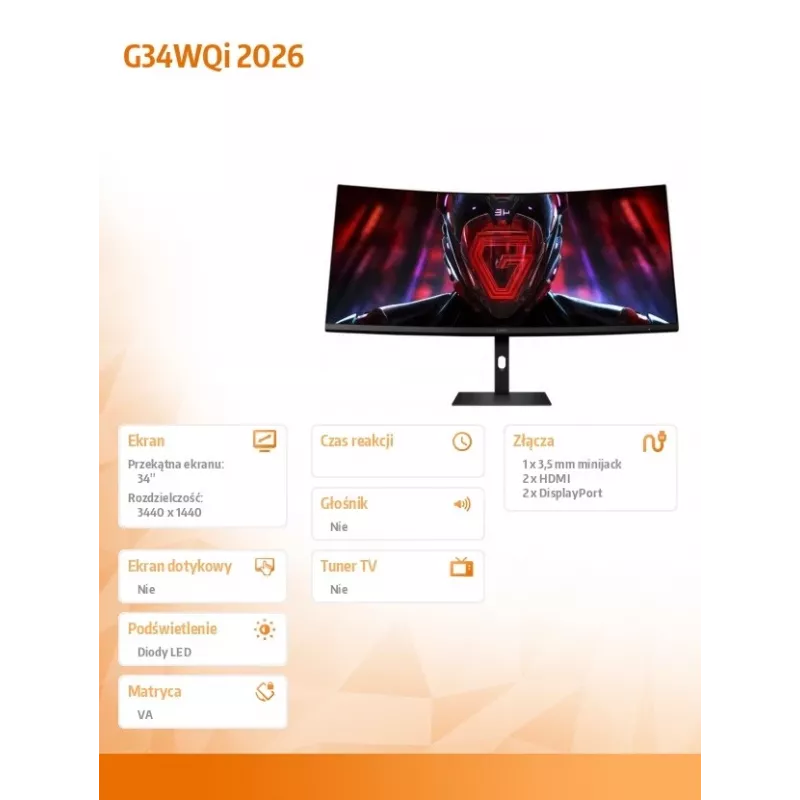 XIAOMI Curved Gaming Monitor G34WQi 2026 34 inch UWQHD 180Hz VA 1ms FreeSync Premium Pro HDR400