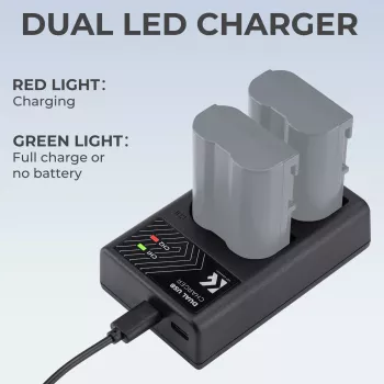 K&F Concept Dual USB Charger for Nikon EN-EL15 D7000 D7500 D850 D750