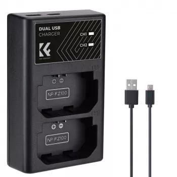 K&F Concept Dual USB Charger for Sony NP-FZ100 Battery - KF28.0010