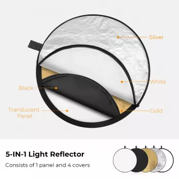 K&F Concept 5-in-1 Collapsible Round Reflector 80cm with Carrying Bag (KF18.0002)