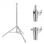 K&F Concept KF34.044 280cm Aluminum Alloy Light Stand with 1/4 inch-20 & 3/8 inch-16 Reversible Spigot, 5kg Load Capacity, 3-Section, Flip Locks, Spring Cushioned, Black