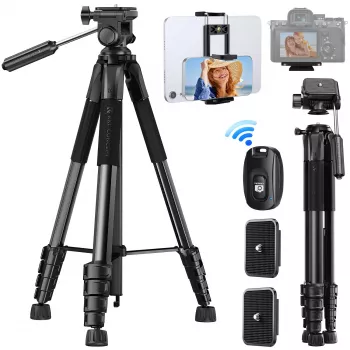 K&F Concept Compact Camera Tripod for DSLR and Phone Black