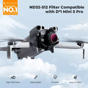 K&F Variable ND Filter ND32-ND512 for DJI Mini 5 Pro Drone, AGC Glass, KF02.0004