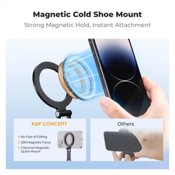 KF Magnetic MagSafe Phone Mount with 1/4 inch Thread and Cold Shoe - Black (KF31.196)