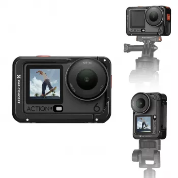 KF Frame Mount Camera Cage for DJI Osmo Action 6, Metal, Black, KF12.0026