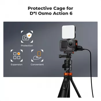KF Frame Mount Camera Cage for DJI Osmo Action 6, Metal, Black, KF12.0026