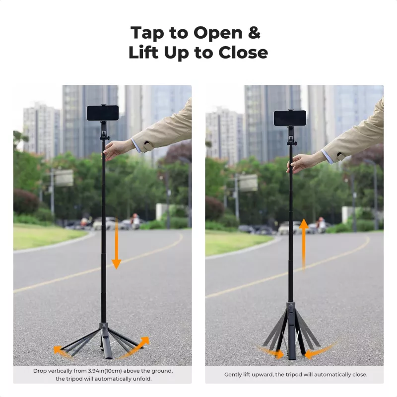 K&F Concept X97-C Selfie Stick Tripod 180 cm with MagSafe Magnetic Mount and Bluetooth Remote (Black)