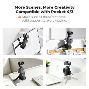 KF Magnetic Protective Frame and Tripod Mount for DJI Osmo Pocket 3 / 4, Black, Aluminum Alloy & ABS Plastic, KF20.0022