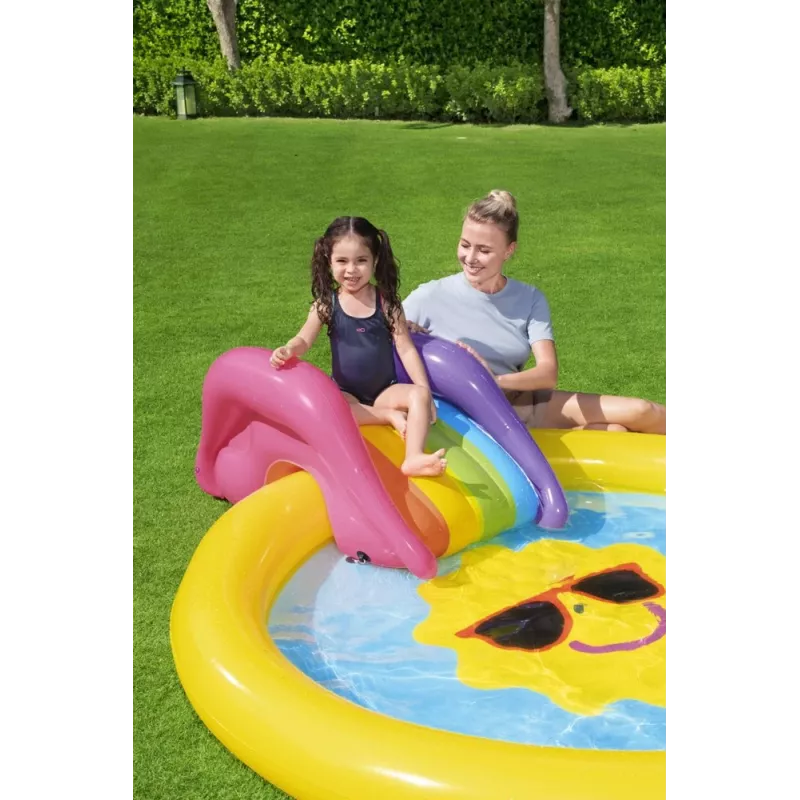 Bestway Playground Island Inflatable Water Play Center with Slide and Games, 237 x 201 x 104 cm, Multicolour