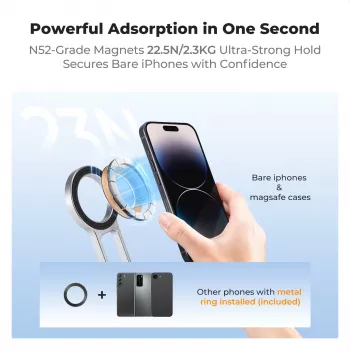 KF 3-in-1 Magnetic Phone Tripod & Holder MagSafe Compatible Silver (KF31.139S1)