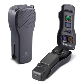 KF Hard PC Protective Case for DJI Osmo Pocket 3/4 with Lanyard - Black