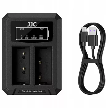 JJC Dual USB-C Charger for 2x Fujifilm NP-W126 / NP-W126S Battery DCH-W126TC