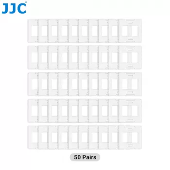 JJC SM-35x50 Slide Mounts for 35mm Film, 50x50mm Frame, 36x24mm Aperture, ABS Plastic, Snap-Together, 50 Pieces