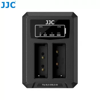 JJC Dual USB Charger for Olympus BLS-1 BLS-5 BLS-50 Batteries