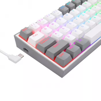 Redragon K617 Fizz RGB White/Grey 60% Mechanical Gaming Keyboard with Hot-Swappable Red Switches