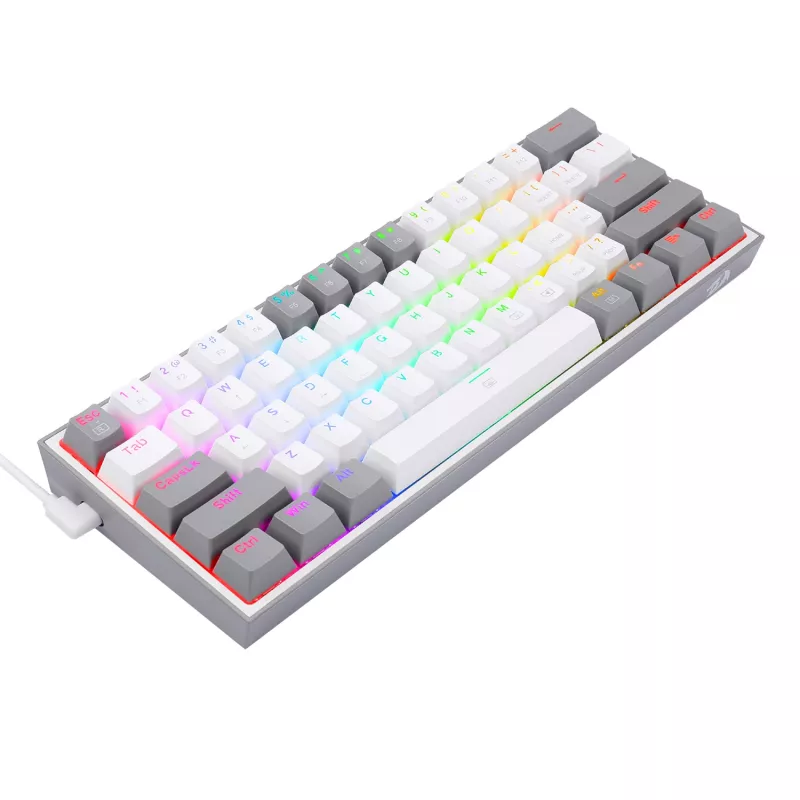 Redragon K617 Fizz RGB White/Grey 60% Mechanical Gaming Keyboard with Hot-Swappable Red Switches