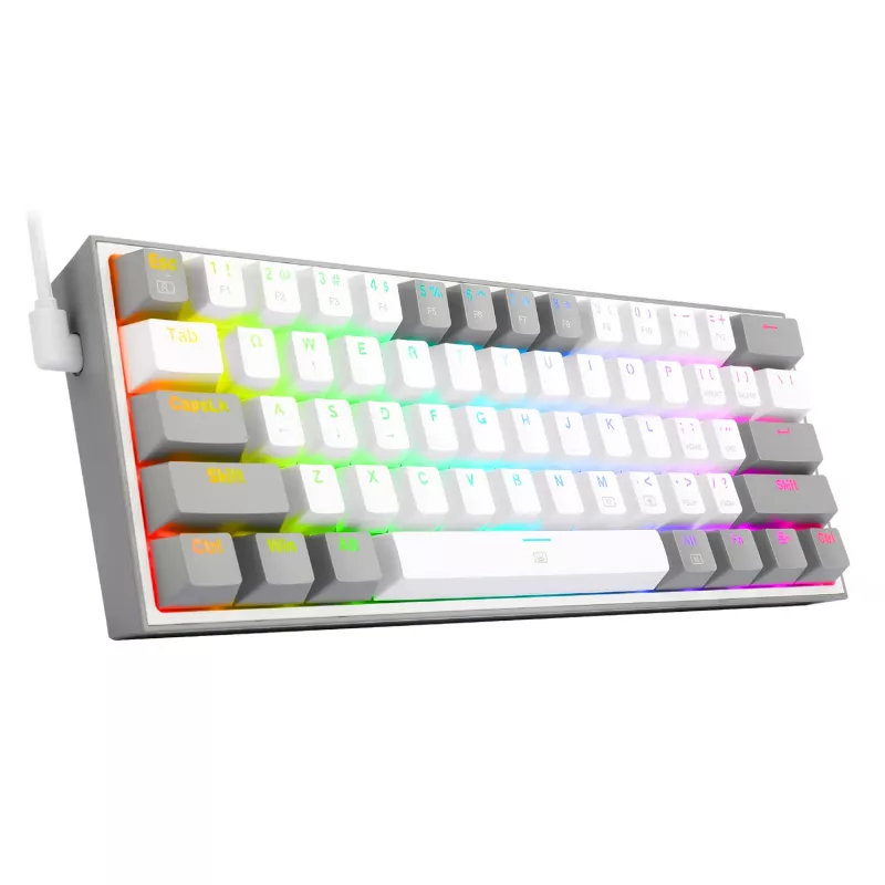 Redragon K617 Fizz RGB White/Grey 60% Mechanical Gaming Keyboard with Hot-Swappable Red Switches