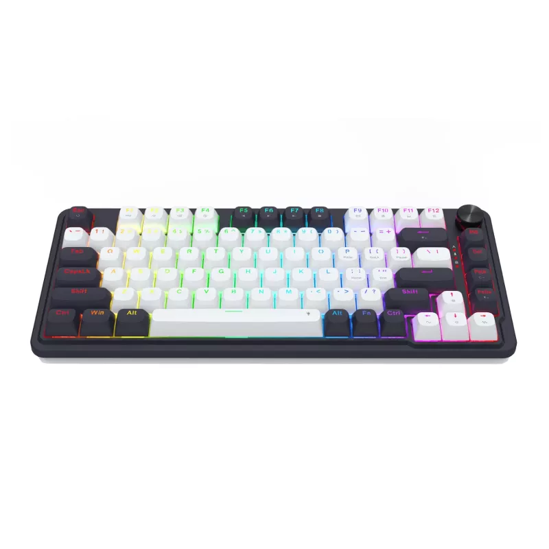 Redragon Ucal Magnetic K673WB-RGB-M 75% Tri-Mode Mechanical Gaming Keyboard, White/Black