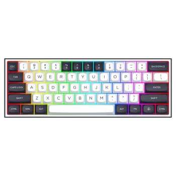 Redragon ALCOR QMK K717WB-RGB-PRO Mechanical Keyboard, 75% Layout, Tri-Mode, Hot-Swappable, White/Black