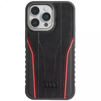 Audi Genuine Leather MagSafe iPhone 14 Pro Max 6.7 Black-Red Hardcase