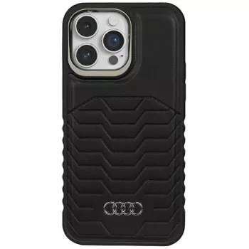 AUDI Synthetic Leather MagSafe Hard Case for Apple iPhone 15 Pro Max 6.7 inch - Black